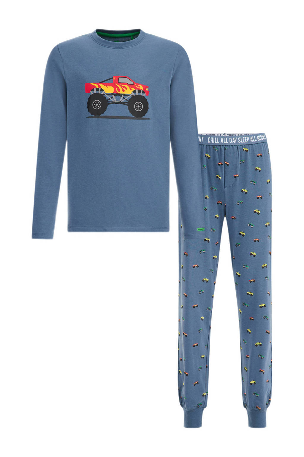 pyjama met printopdruk middenblauw