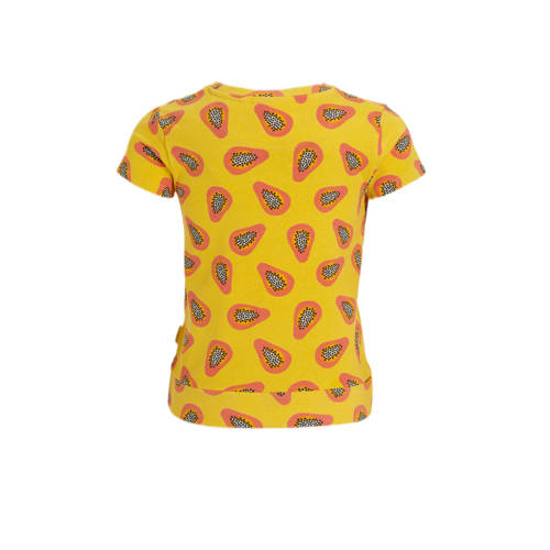 Orange Stars T-shirt Patrice met all over print geel Meisjes Katoen Ronde hals 110 116