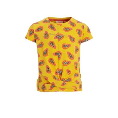 Orange Stars T-shirt Patrice met all over print geel Meisjes Katoen Ronde hals