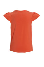 thumbnail: Koraalrode meisjes anytime T-shirt van katoen met printopdruk, korte mouwen en ronde hals