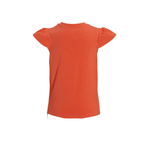 Anytime T-shirt met printopdruk koraalrood Meisjes Katoen Ronde hals Printopdruk 110 116