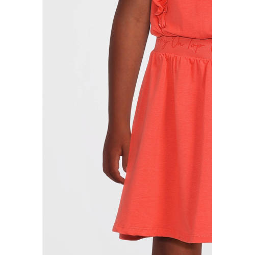 Orange Stars jurk Petronella met tekstopdruk koraal Rood Meisjes Katoen Ronde hals 98 104