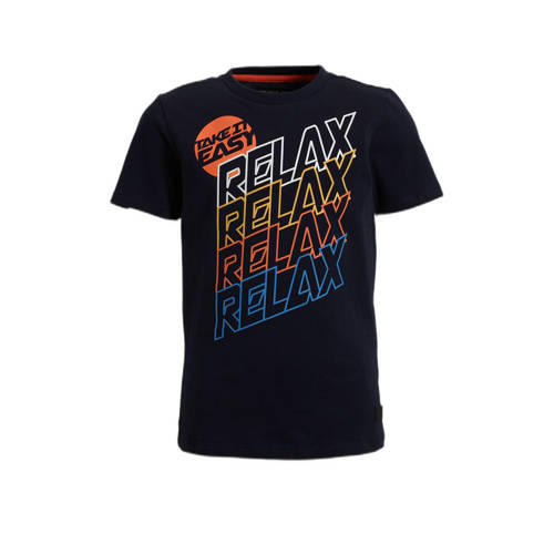 Orange Stars T-shirt Pepe met tekstopdruk navy Blauw Jongens Katoen Ronde hals
