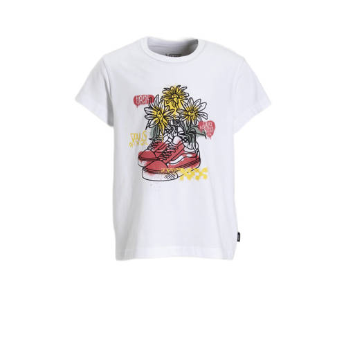 VANS T-shirt wit/roze Jongens/Meisjes Katoen Ronde hals Printopdruk