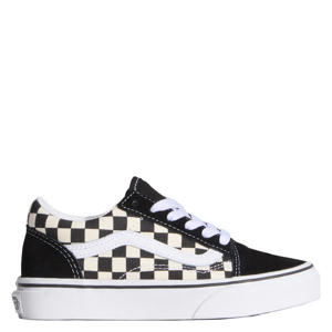 Old Skool leren geruite sneakers zwart/wit