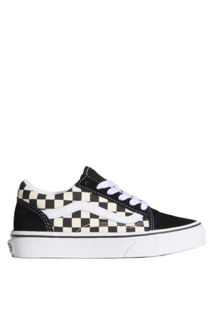 Old Skool leren geruite sneakers zwart/wit