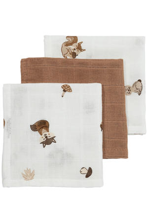hydrofiel monddoekje Forest Animals 30x30 cm - toffee (set van 3)