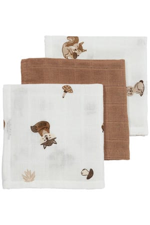 hydrofiel monddoekje Forest Animals 30x30 cm - toffee (set van 3)