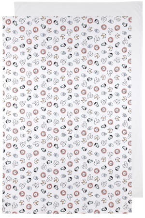 baby ledikantlaken Animal/Uni - 100x150 cm wit/multi (set van 2)