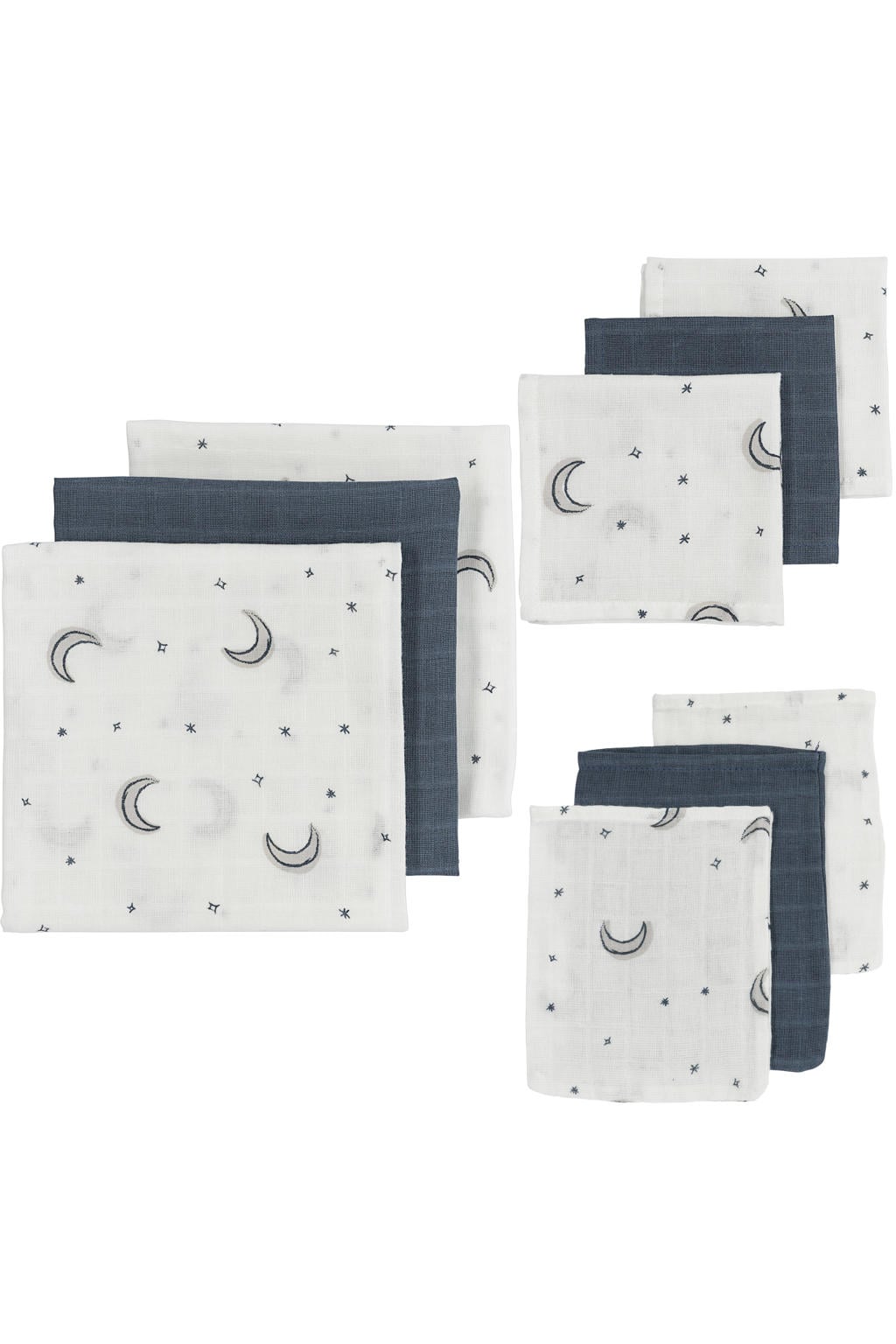 Meyco hydrofiele starterset Baby Moon - indigo (set van 9)