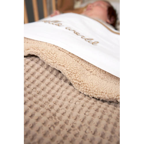 Meyco wiegdeken wafel teddy sand Babydeken Beige Effen