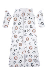 thumbnail: Meyco baby slaapzak met afritsbare mouwen Animal wit/bruin/zwart 60 cm