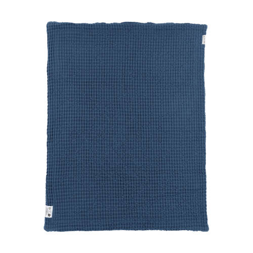 Meyco baby ledikantdeken wafel teddy indigo Babydeken Blauw Effen