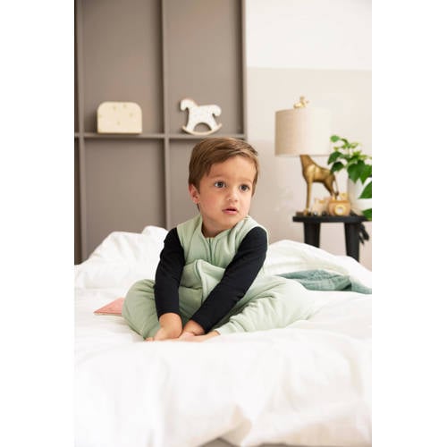 Meyco winter slaapoverall jumper Slub soft green Babyslaapzak Groen Effen 104