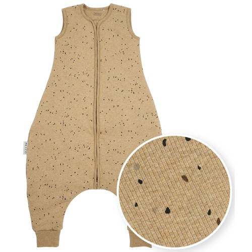 Meyco baby winter slaapoverall jumper Rib Mini Spot toffee melange Babyslaapzak Bruin 80