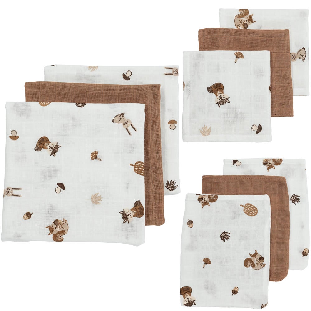 Meyco hydrofiele starterset Forest Animals - toffee (set van 9)