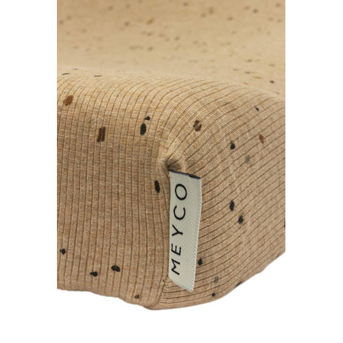 Meyco Rib Mini Spot aankleedkussenhoes toffee melange Bruin Stip
