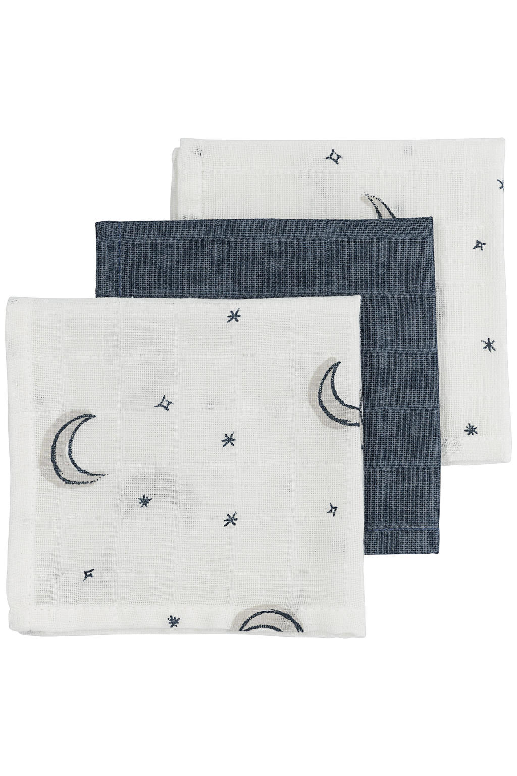 Meyco hydrolfiel monddoekje Moon 30x30 cm - indigo (set van 3)