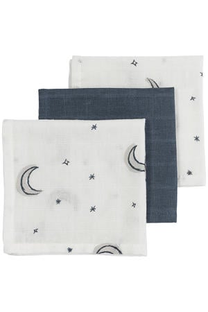 hydrolfiel monddoekje Moon 30x30 cm - indigo (set van 3)