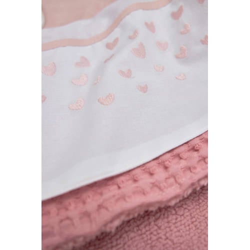 Meyco baby wieglaken Hearts soft pink Babylaken Wit Hartjes