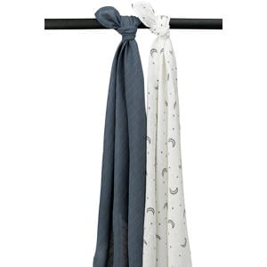 hydrofiele swaddle Moon 120x120 cm - indigo (set van 2)