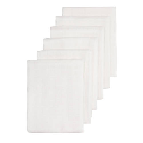 Meyco hydrofiele doek uni 60x60 cm - set van 6 white Hydrofiele luiers Wit afbeelding