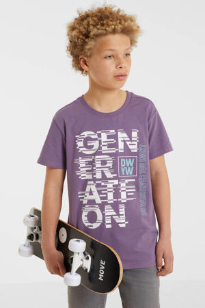 T-shirt met tekstopdruk paars