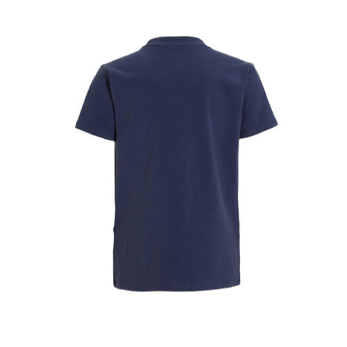 Anytime T-shirt met tekstopdruk donkerblauw Jongens Katoen Ronde hals Tekst 110 116