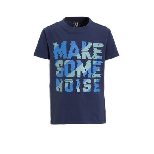 anytime T-shirt met tekstopdruk donkerblauw Jongens Katoen Ronde hals Tekst
