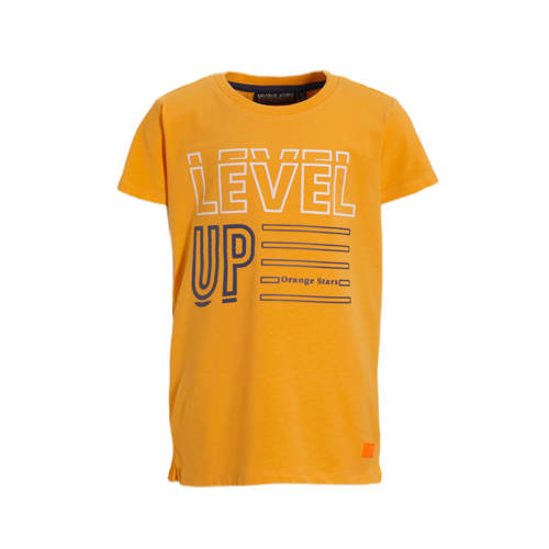 Orange Stars T-shirt Preston met printopdruk geel Jongens Katoen Ronde hals