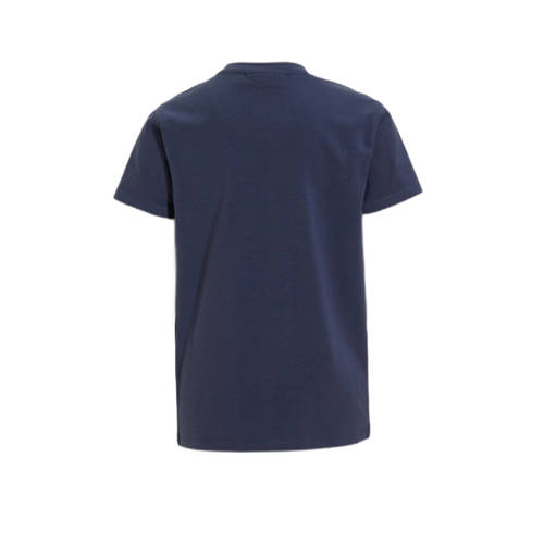 Orange Stars T-shirt Petter met tekstopdruk donkerblauw Jongens Katoen Ronde hals 110 116