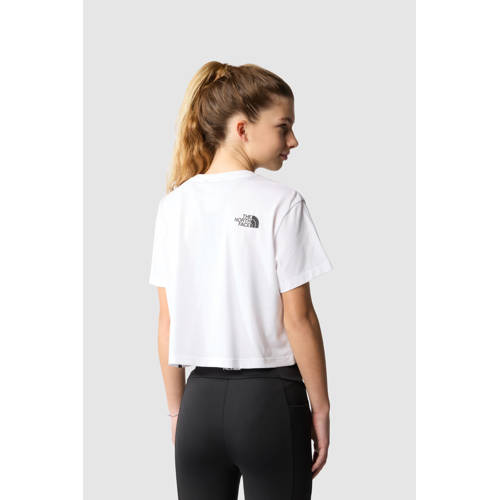 The North Face cropped T-shirt Simple Dome wit Meisjes Katoen Ronde hals 158 164
