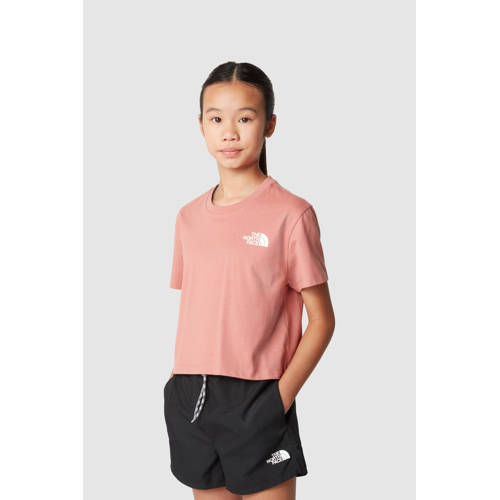 The North Face cropped T-shirt Simple Dome koraal roze Meisjes Katoen Ronde hals 176 188