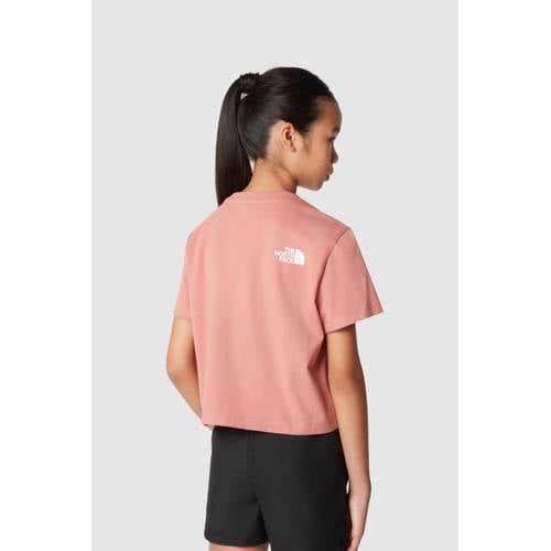 The North Face cropped T-shirt Simple Dome koraal roze Meisjes Katoen Ronde hals 176 188