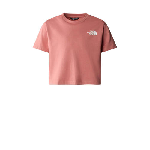 The North Face cropped T-shirt Simple Dome koraal roze Meisjes Katoen Ronde hals - 158/164