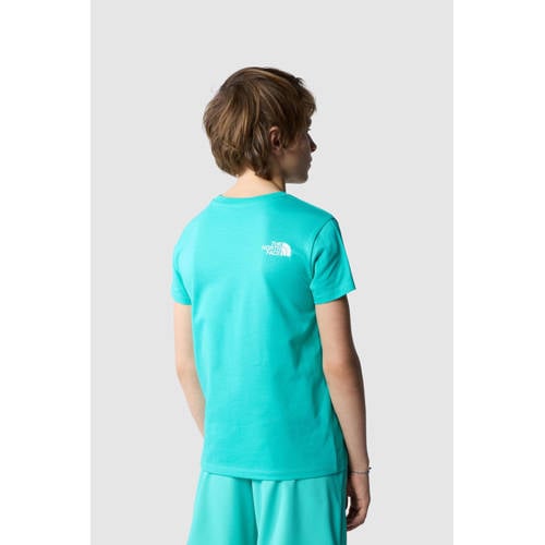The North Face T-shirt Easy aqua Blauw Jongens Meisjes Katoen Ronde hals 134 140