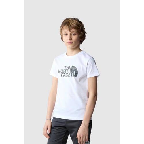 The North Face T-shirt Easy wit grijs Jongens Meisjes Katoen Ronde hals 134 140