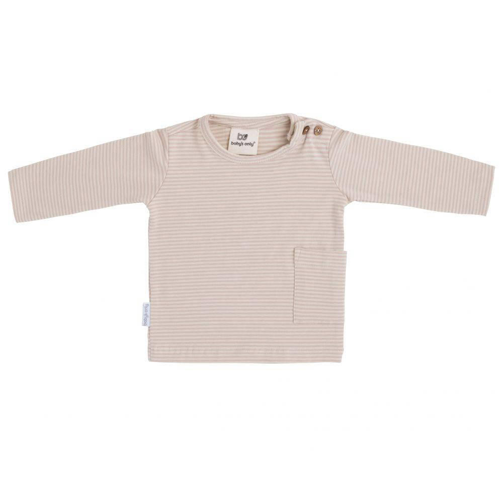 Roze, oudroze en off white jongens Baby's Only longsleeve Stripe van katoen met lange mouwen, ronde hals en drukknoopsluiting