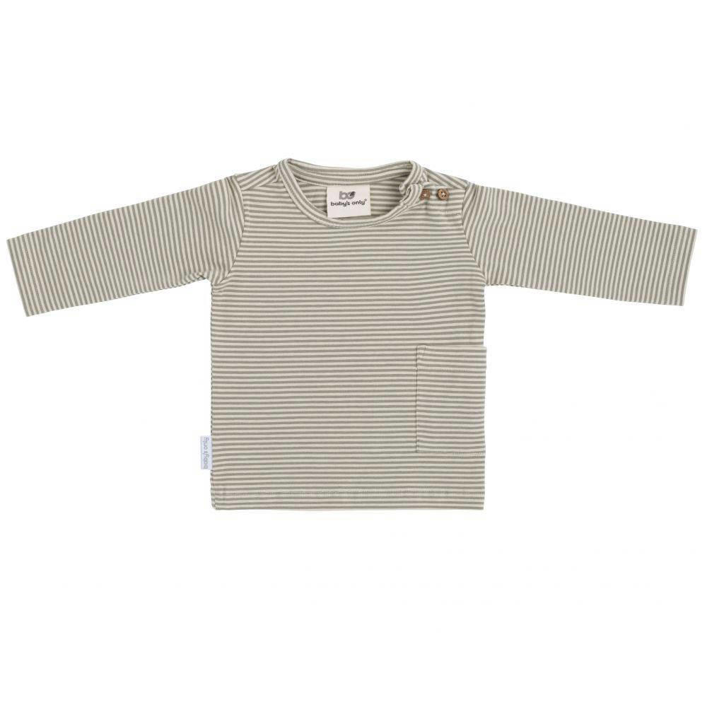 Groen, lichtgroen en ecru jongens en meisjes Baby's Only longsleeve Stripe van katoen met strepenprint, lange mouwen, ronde hals en drukknoopsluiting