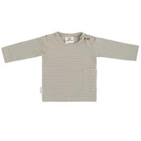 thumbnail: Groen, lichtgroen en ecru jongens en meisjes Baby's Only longsleeve Stripe van katoen met strepenprint, lange mouwen, ronde hals en drukknoopsluiting
