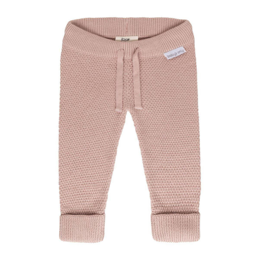 Oudroze jongens Baby's Only gebreid baby broekje Willow van katoen met regular fit, elastische tailleband met koord en effen