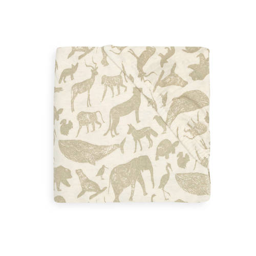 Jollein katoenen jersey ledikant hoeslaken 70x140cm Animals Olive Green Groen