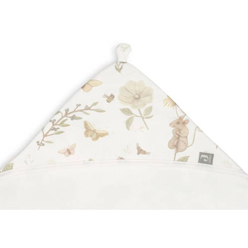 Jollein badcape 75x75cm Dreamy Mouse Ivory Handdoek badcape Wit Dierenprint