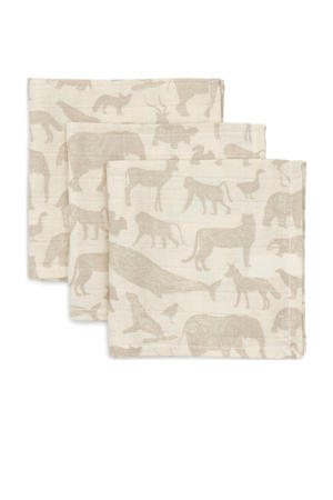 hydrofiel monddoekje 31x31cm Animals - set van 3 Nougat