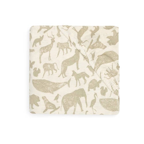 Jollein katoenen jersey ledikant hoeslaken 60x120cm Animals Olive Green Groen
