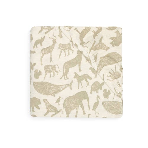 Jollein katoenen jersey ledikant hoeslaken 60x120cm Animals Olive Green Groen