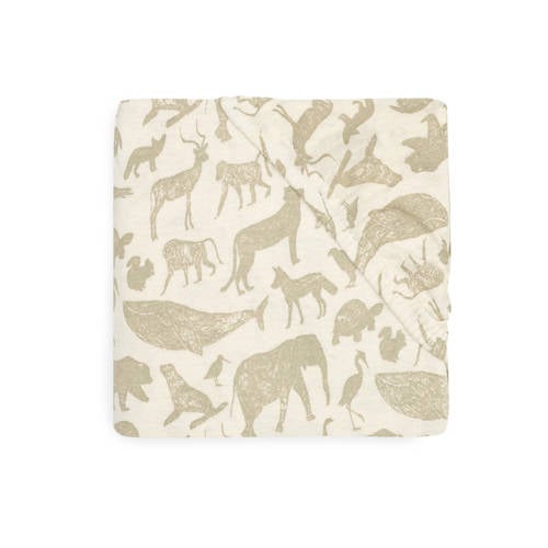 Jollein katoenen jersey wieg hoeslaken 40 50x80 90cm Animals Olive Green Groen
