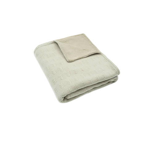 Jollein baby ledikantdeken 100x150cm Grain Knit - Olive Green/Velour Babydeken Groen