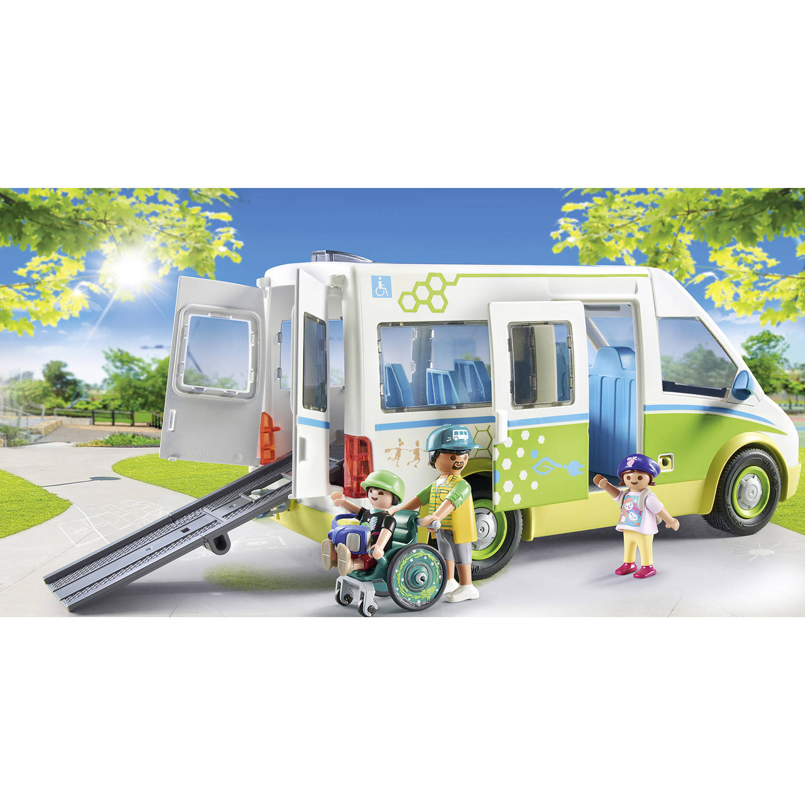 PLAYMOBIL City Life 71329 Schoolbus, Grote schoolbus met schuifdeur, opklapbare oprit voor rolstoel en ruimte voor 5 figuren, speelgoed voor kinderen vanaf 4 jaar