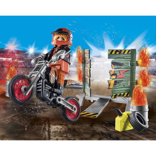 PLAYMOBIL Starter Pack Stuntshow motor met vuurmuur 71256 Speelset